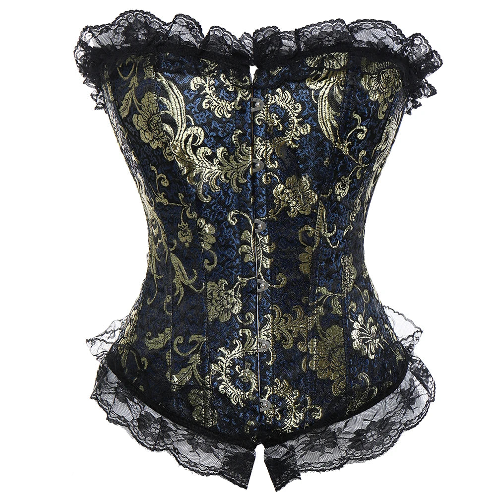 Plus Size Steampunk Corset – Lace-Up Overbust Bustier Waist Cincher in S–6XL