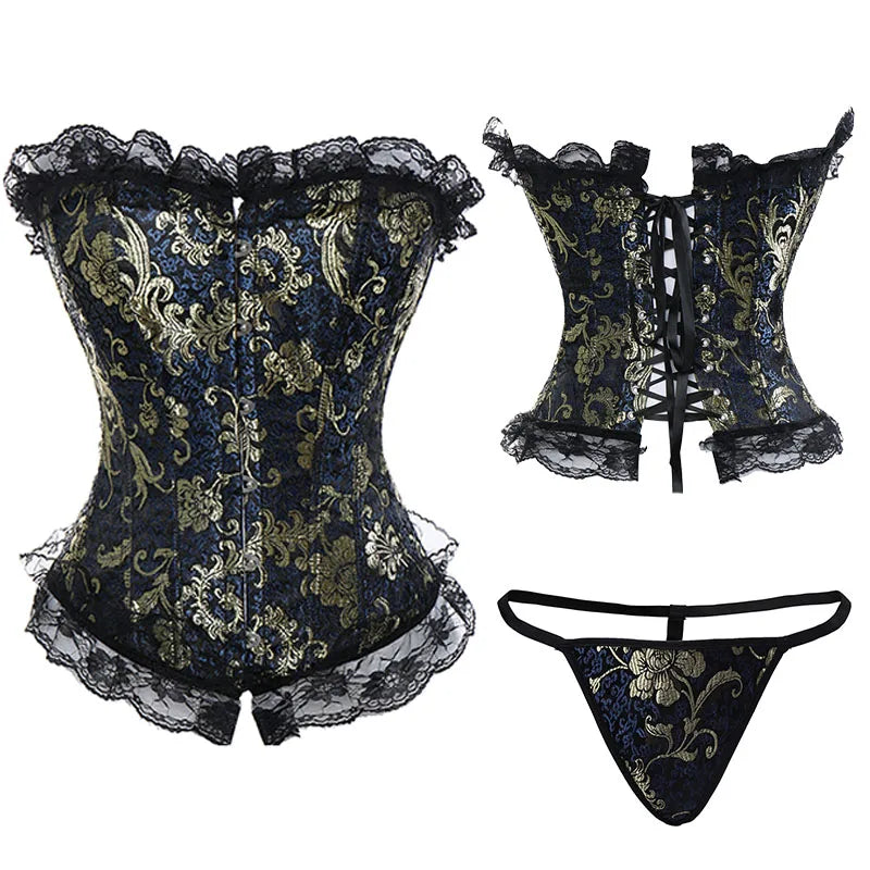 Plus Size Steampunk Corset – Lace-Up Overbust Bustier Waist Cincher in S–6XL