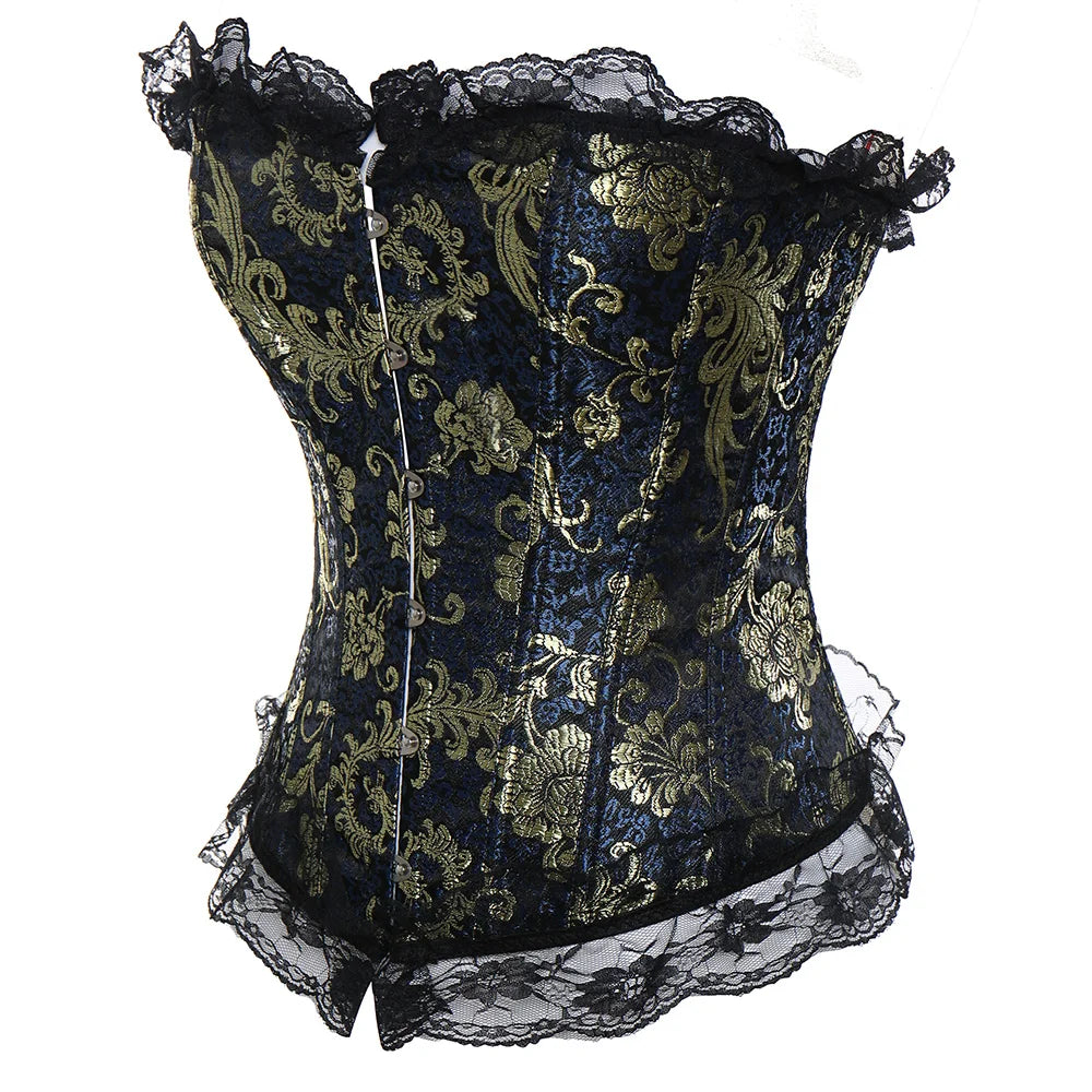 Plus Size Steampunk Corset – Lace-Up Overbust Bustier Waist Cincher in S–6XL