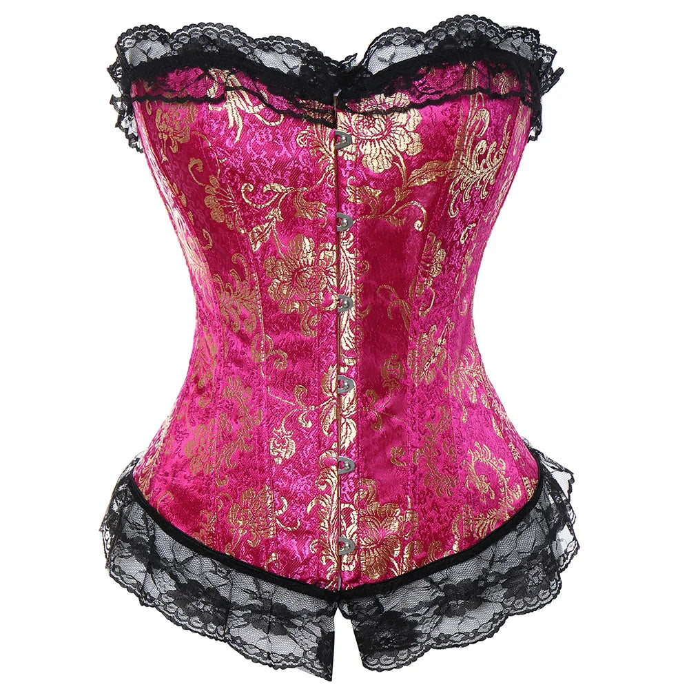Plus Size Steampunk Corset – Lace-Up Overbust Bustier Waist Cincher in S–6XL