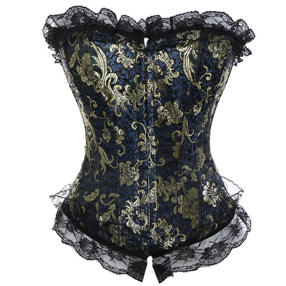 Plus Size Steampunk Corset – Lace-Up Overbust Bustier Waist Cincher in S–6XL