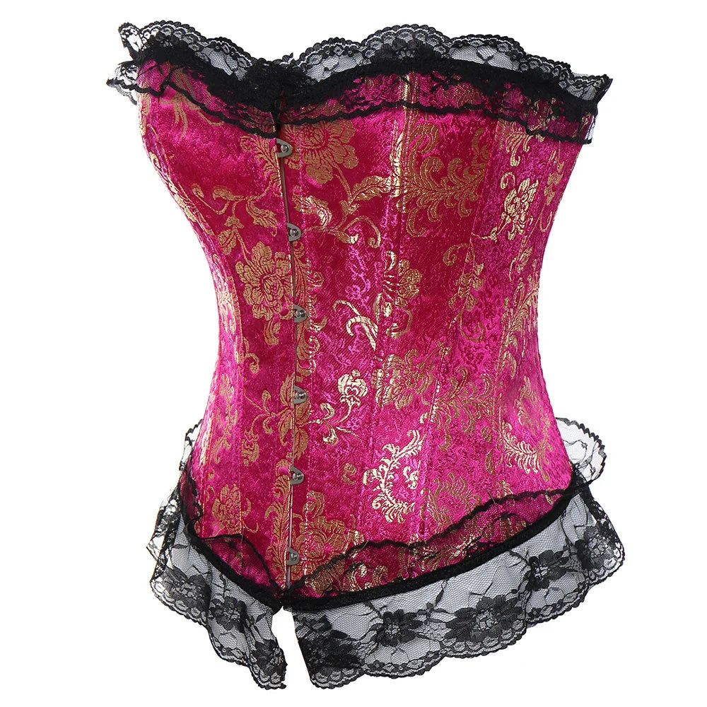 Plus Size Steampunk Corset – Lace-Up Overbust Bustier Waist Cincher in S–6XL