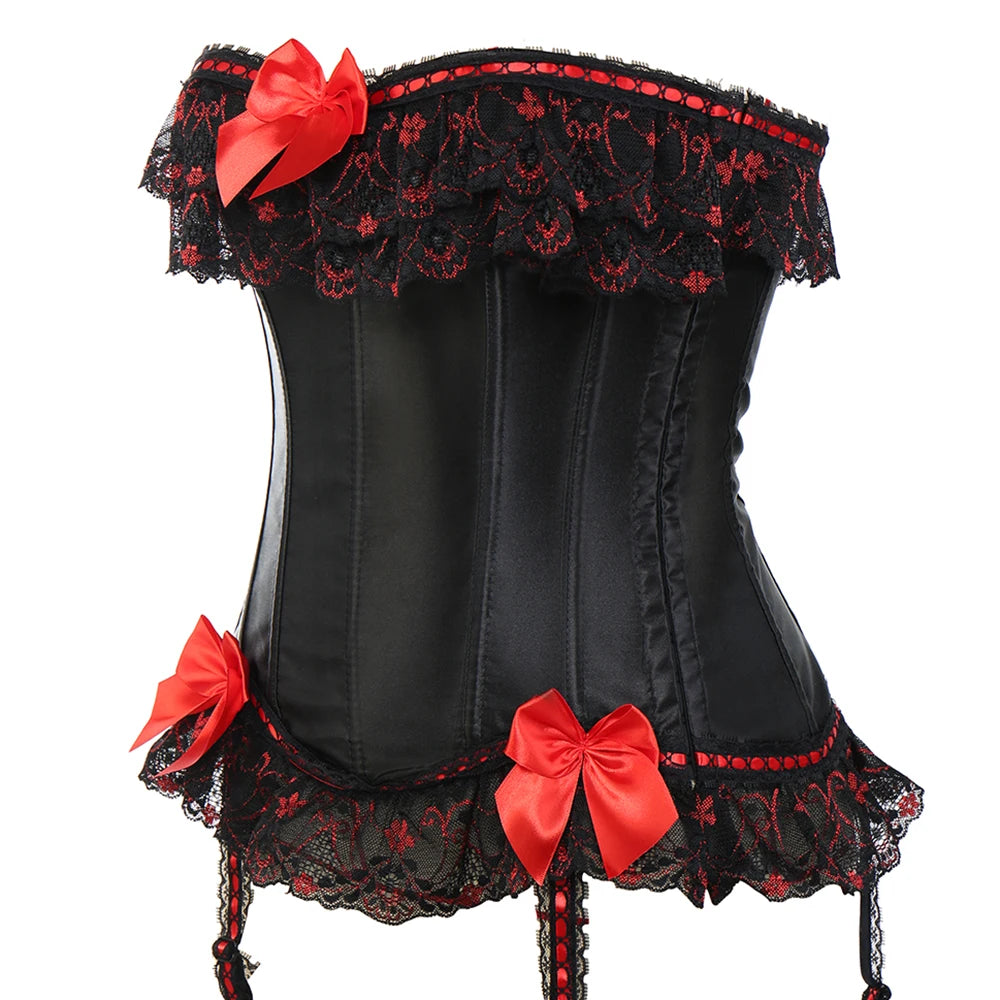 Plus Size Steampunk Corset – Lace-Up Overbust Bustier Waist Cincher in S–6XL