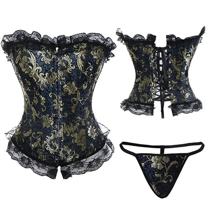 Plus Size Steampunk Corset – Lace-Up Overbust Bustier Waist Cincher in S–6XL
