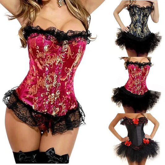 Plus Size Steampunk Corset – Lace-Up Overbust Bustier Waist Cincher in S–6XL