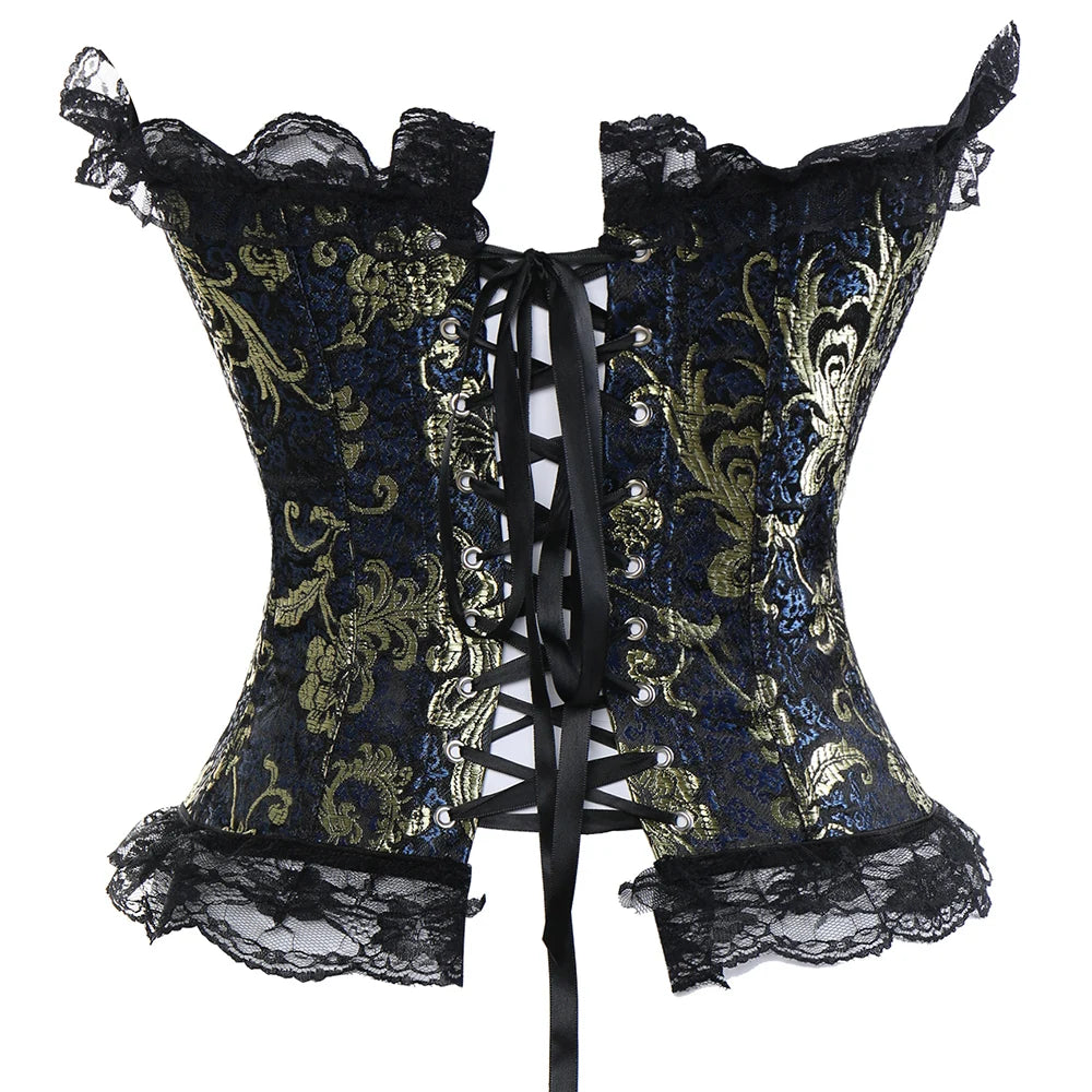 Plus Size Steampunk Corset – Lace-Up Overbust Bustier Waist Cincher in S–6XL