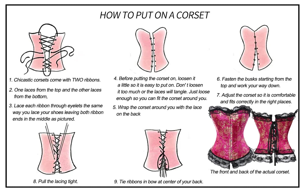 Plus Size Steampunk Corset – Lace-Up Overbust Bustier Waist Cincher in S–6XL