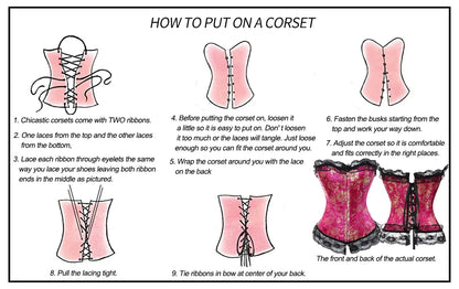 Plus Size Steampunk Corset – Lace-Up Overbust Bustier Waist Cincher in S–6XL