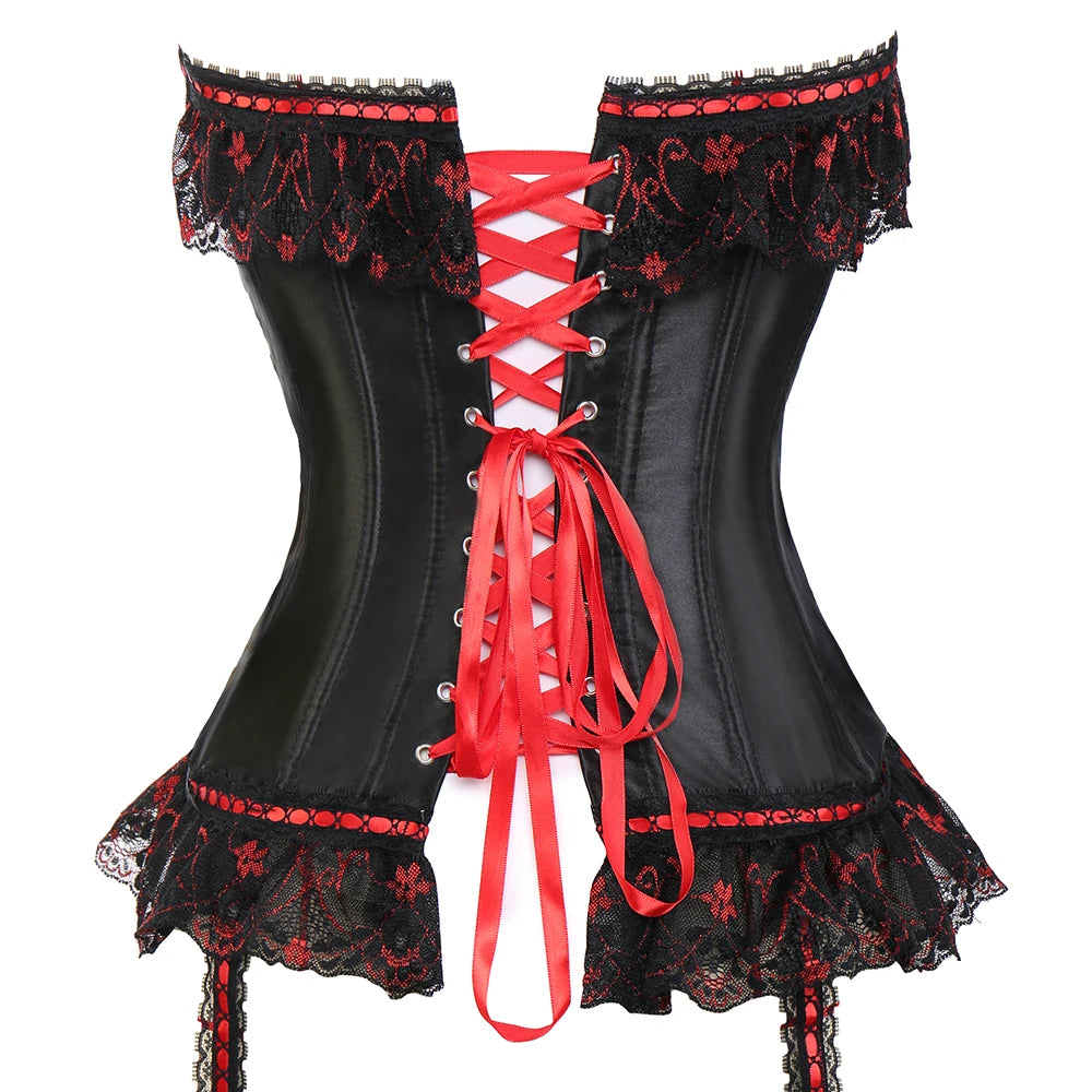 Plus Size Steampunk Corset – Lace-Up Overbust Bustier Waist Cincher in S–6XL