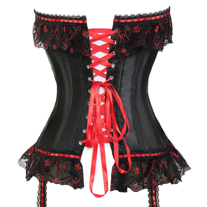 Plus Size Steampunk Corset – Lace-Up Overbust Bustier Waist Cincher in S–6XL