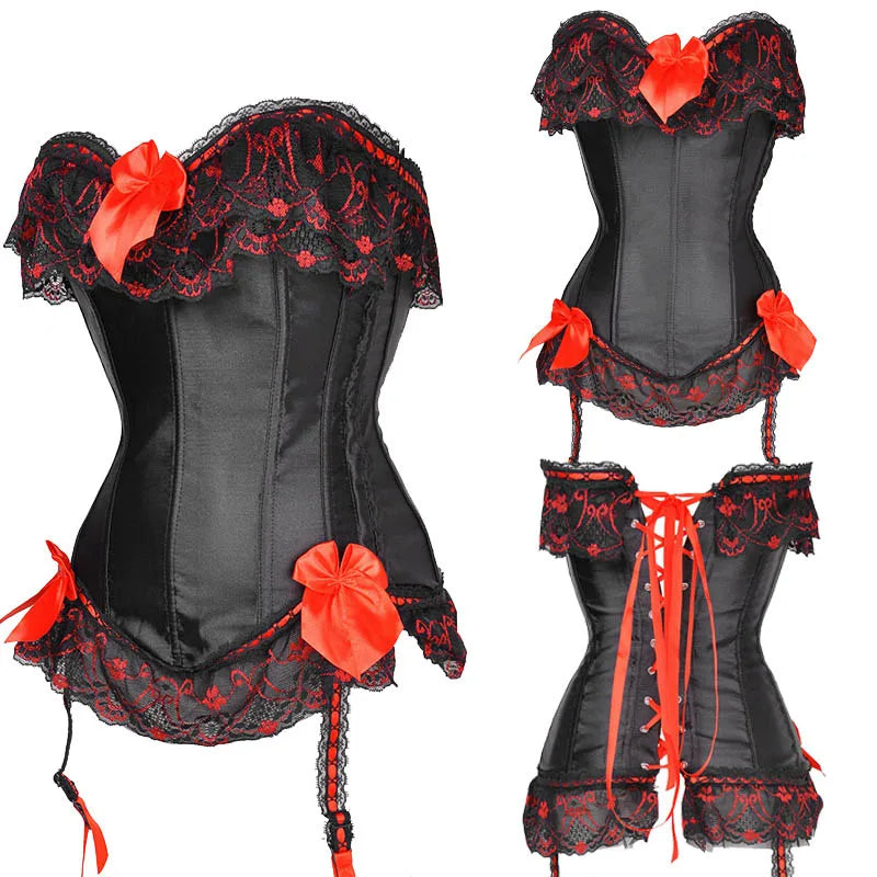 Plus Size Steampunk Corset – Lace-Up Overbust Bustier Waist Cincher in S–6XL