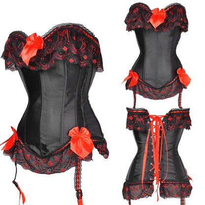 Plus Size Steampunk Corset – Lace-Up Overbust Bustier Waist Cincher in S–6XL