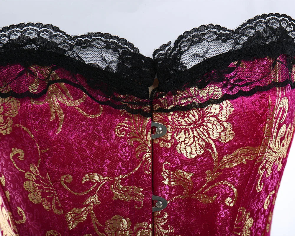 Plus Size Steampunk Corset – Lace-Up Overbust Bustier Waist Cincher in S–6XL
