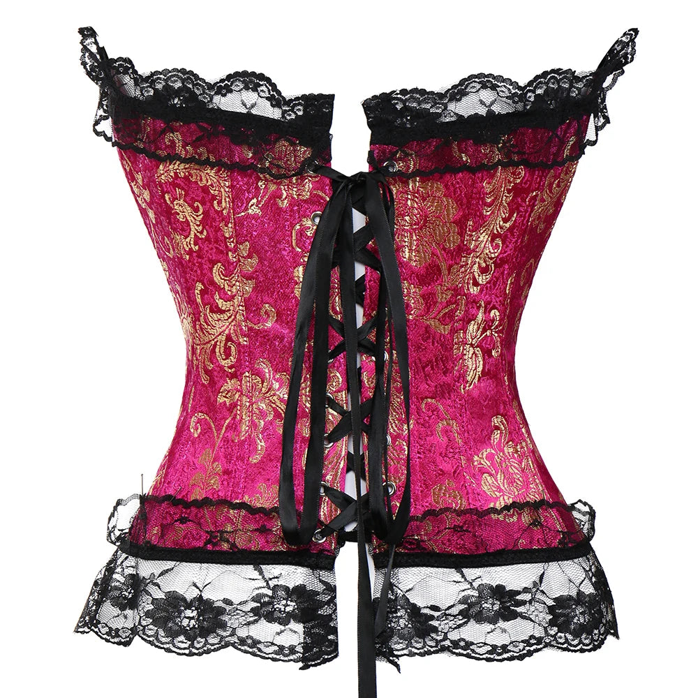 Plus Size Steampunk Corset – Lace-Up Overbust Bustier Waist Cincher in S–6XL