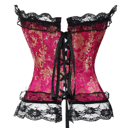 Plus Size Steampunk Corset – Lace-Up Overbust Bustier Waist Cincher in S–6XL
