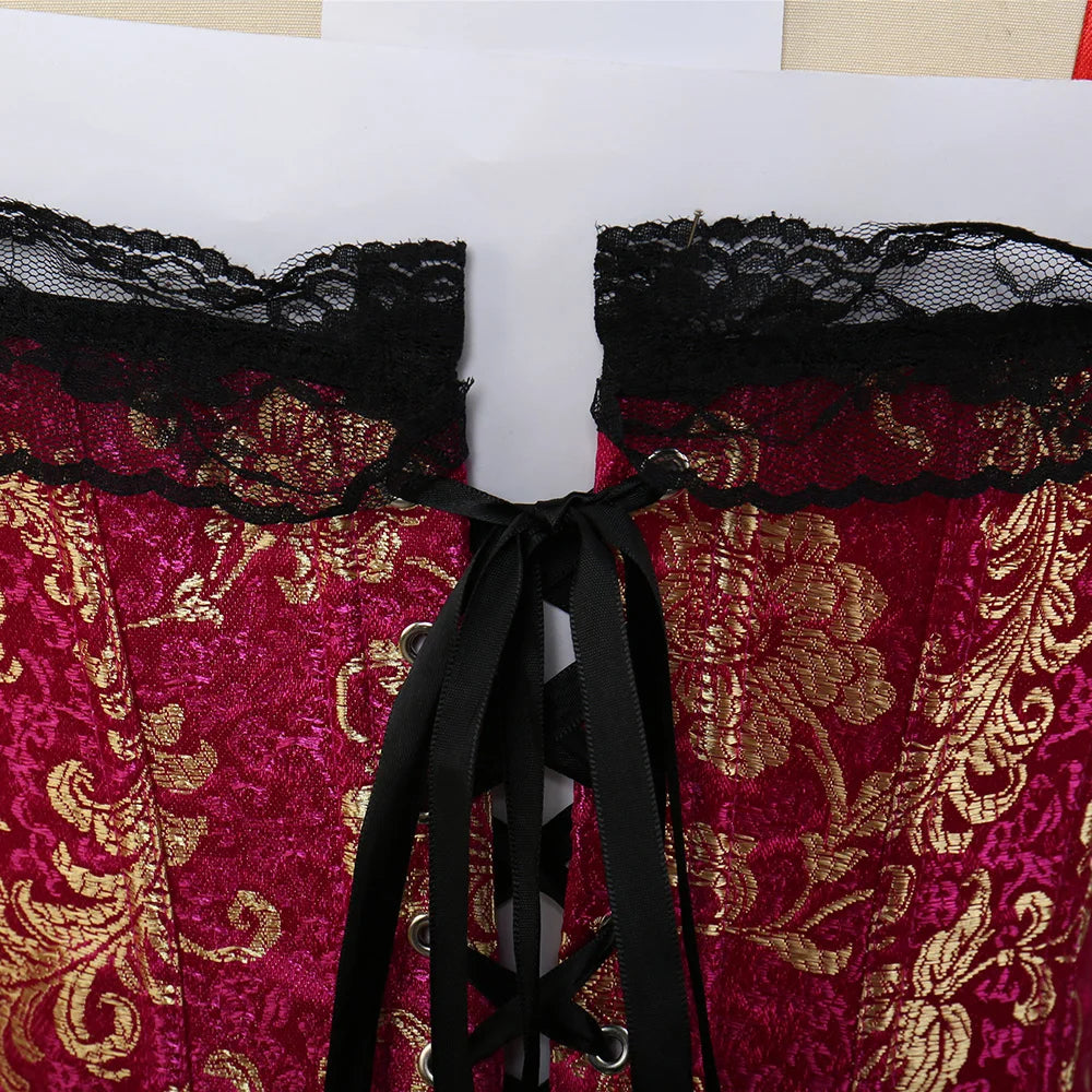 Plus Size Steampunk Corset – Lace-Up Overbust Bustier Waist Cincher in S–6XL