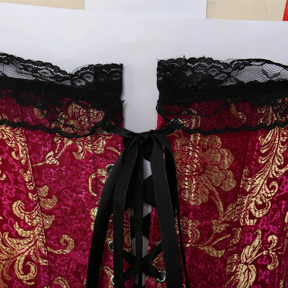 Plus Size Steampunk Corset – Lace-Up Overbust Bustier Waist Cincher in S–6XL