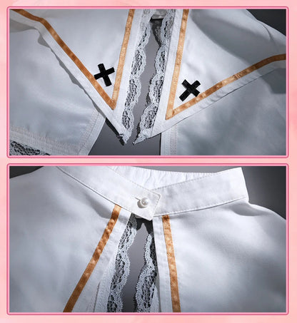 Sexy Nun Halloween Costume Set for Women – Black Dress, Belt, Stockings, Headscarf & Accessories