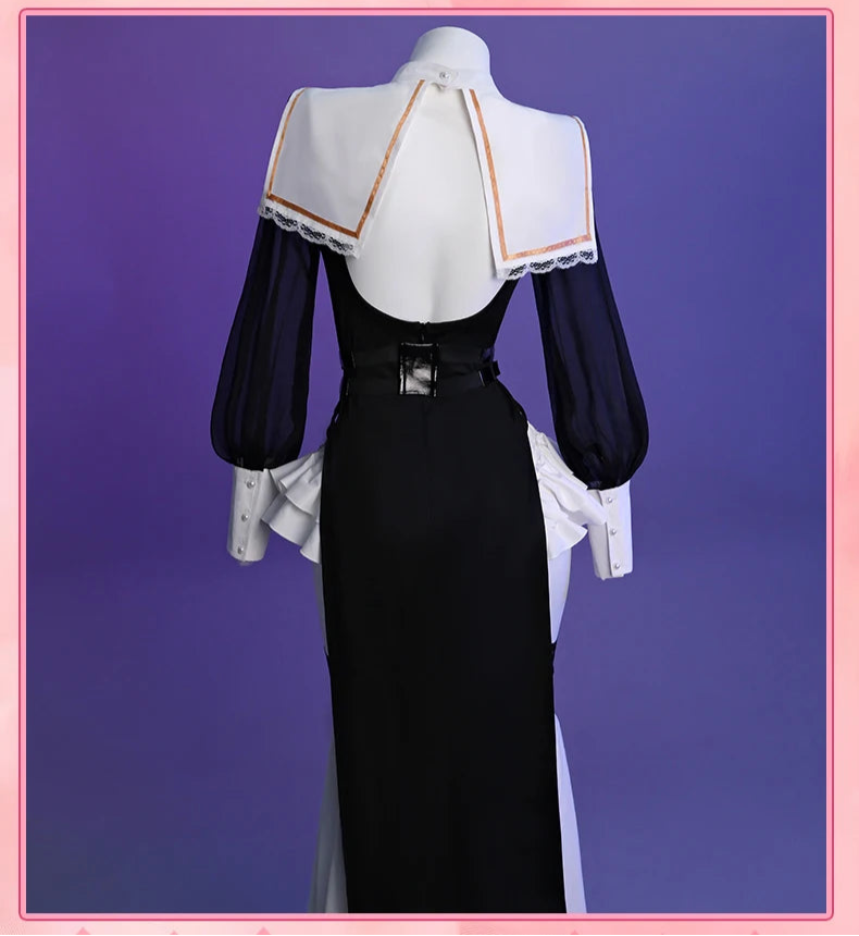 Sexy Nun Halloween Costume Set for Women – Black Dress, Belt, Stockings, Headscarf & Accessories