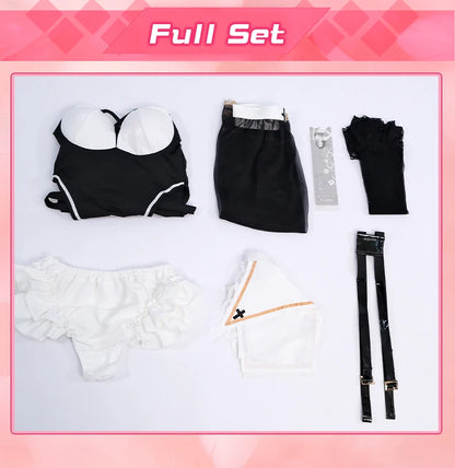 Sexy Nun Halloween Costume Set for Women – Black Dress, Belt, Stockings, Headscarf & Accessories