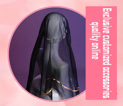 Sexy Nun Halloween Costume Set for Women – Black Dress, Belt, Stockings, Headscarf & Accessories